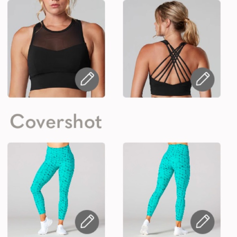 Tavi @Neiman Marcus Ebony Strappy Bra &Sea Chevron High Waisted 7/8 Leggings Set